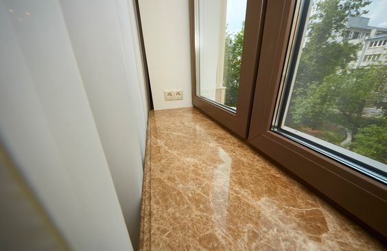 Travertine windowsill in a residential interior